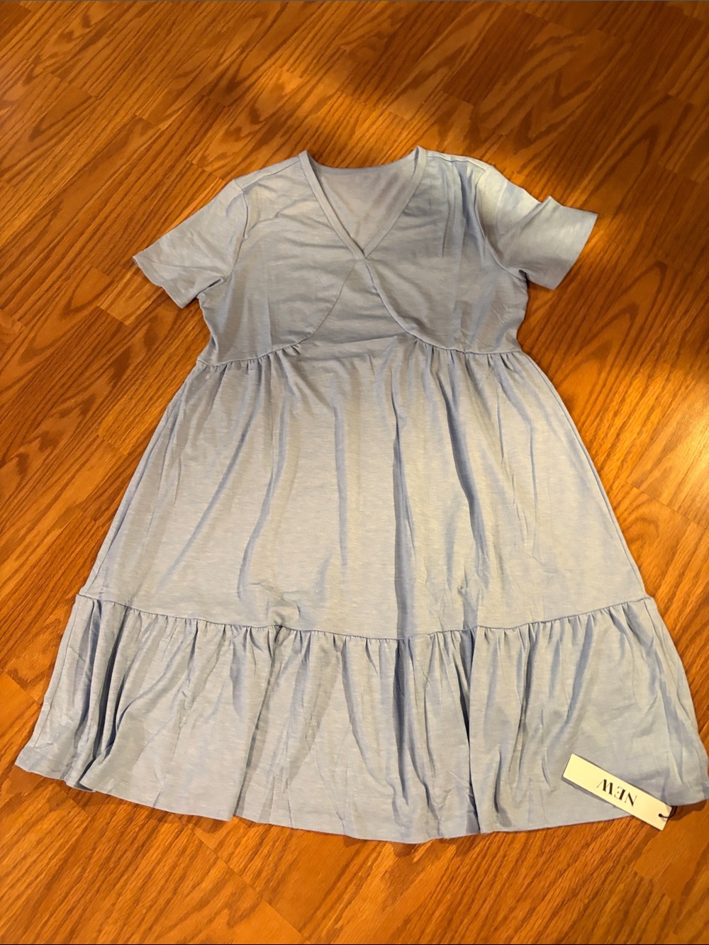 Light Blue Tiered V-Neck Dress